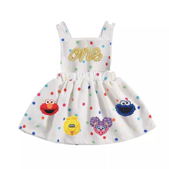 Elmo Dress Smash Cake First Birthday Cookie Monster Clothes Sesame Street Abby - Picture 1 of 4